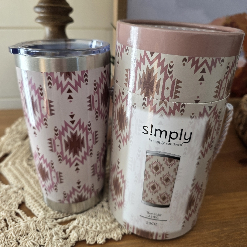 Simply Southern Mauve and Cream Geometric Tumbler